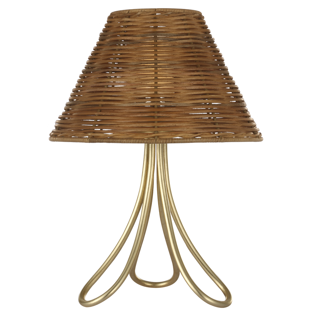 Jeanne 13" Cordless Accent Lamp | Gild | Natural Wicker Shade