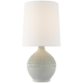 Morava 17" Hand Carved Table Lamp | Volcanic White | Linen Shade