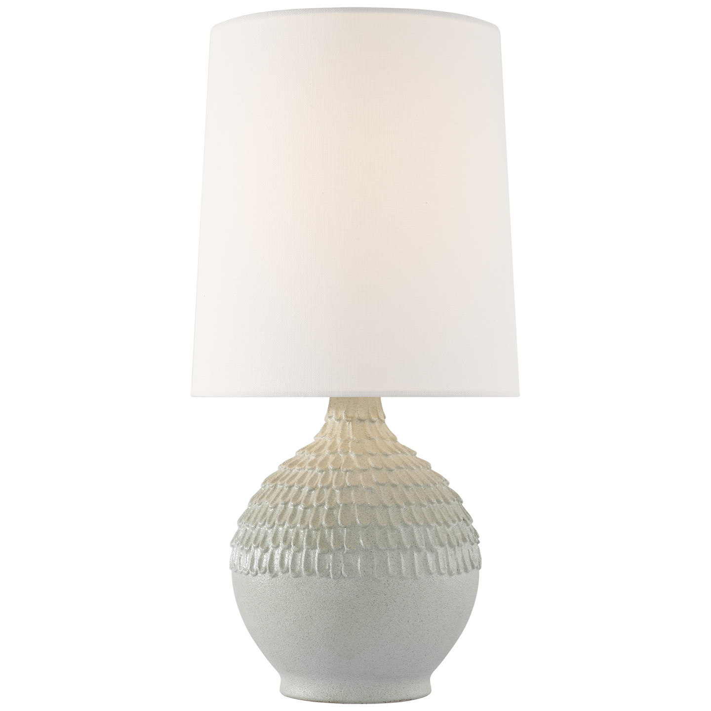 Morava 17" Hand Carved Table Lamp | Volcanic White | Linen Shade