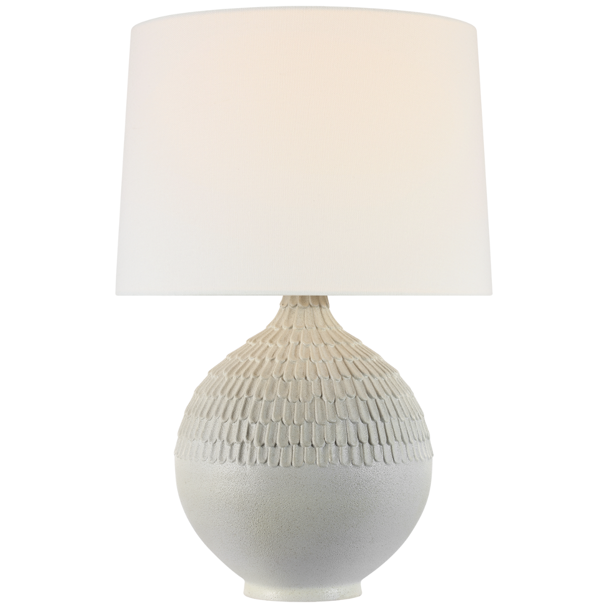 Morava 28" Hand Carved Table Lamp | Volcanic White | Linen Shade