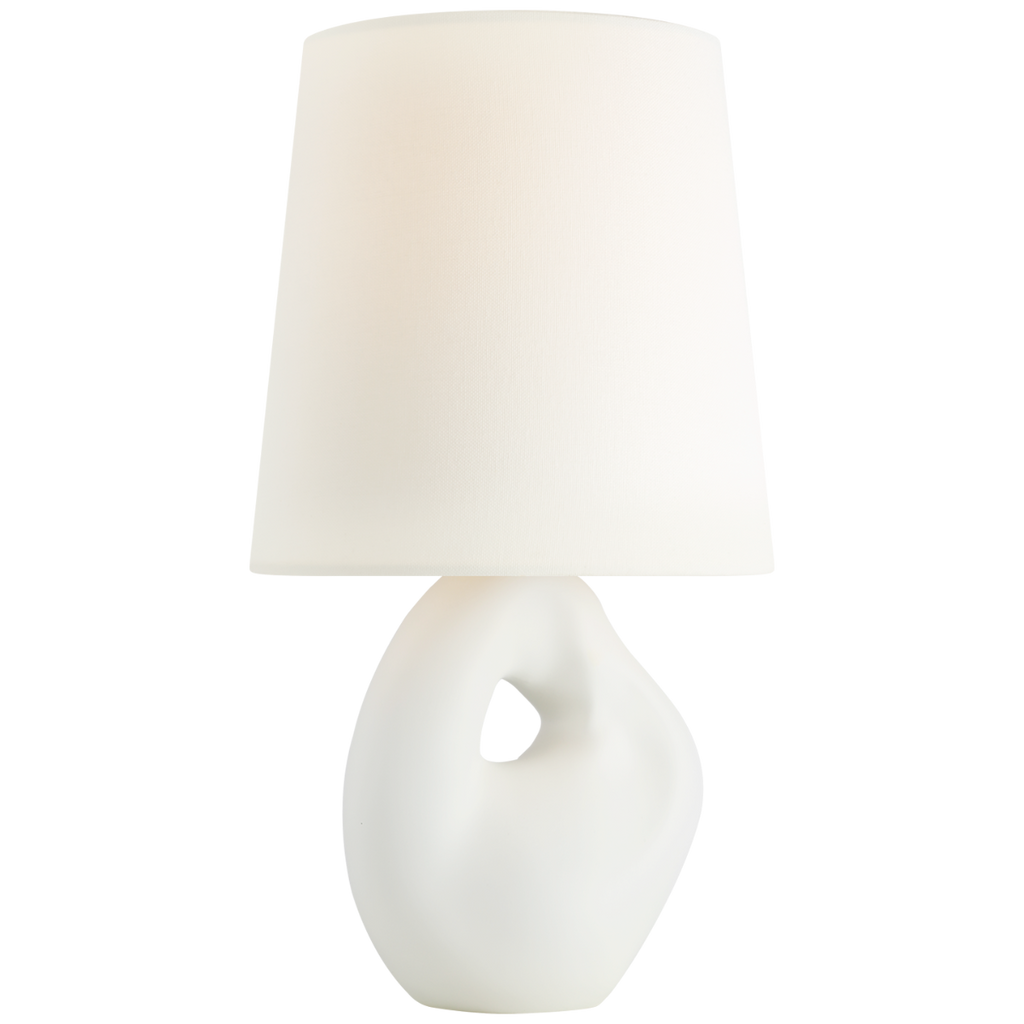 Adria 16" Cordless Table Lamp | Plaster White | Linen Shade