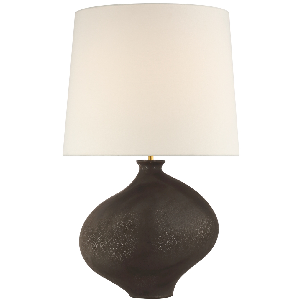 Celia Large Right Table Lamp | Stained Black Metallic | Linen Shade