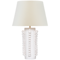 Amandine 25" Table Lamp | Glossy White Crackle | Linen Shade