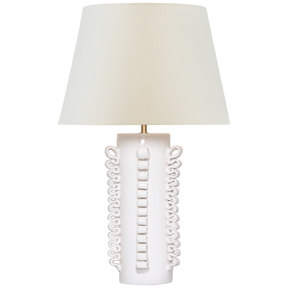 Amandine 25" Table Lamp | Glossy White Crackle | Linen Shade