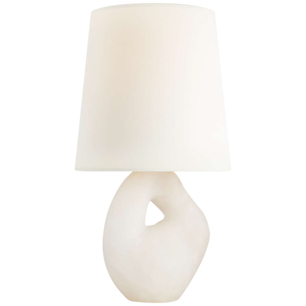 Adria 16" Cordless Table Lamp | Alabaster | Linen Shade