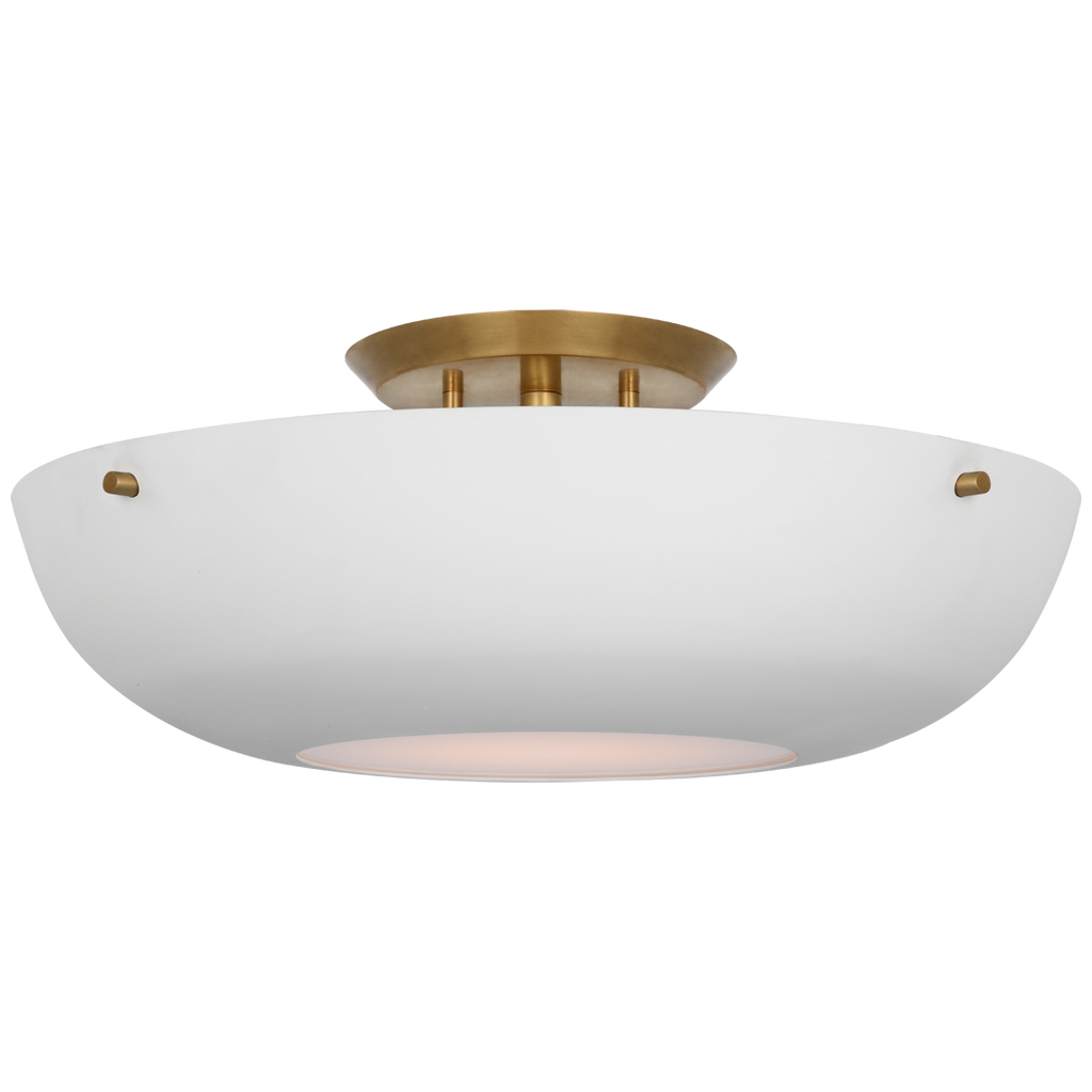Valencia 16" Flush Mount | Hand-Rubbed Antique Brass | Matte White
