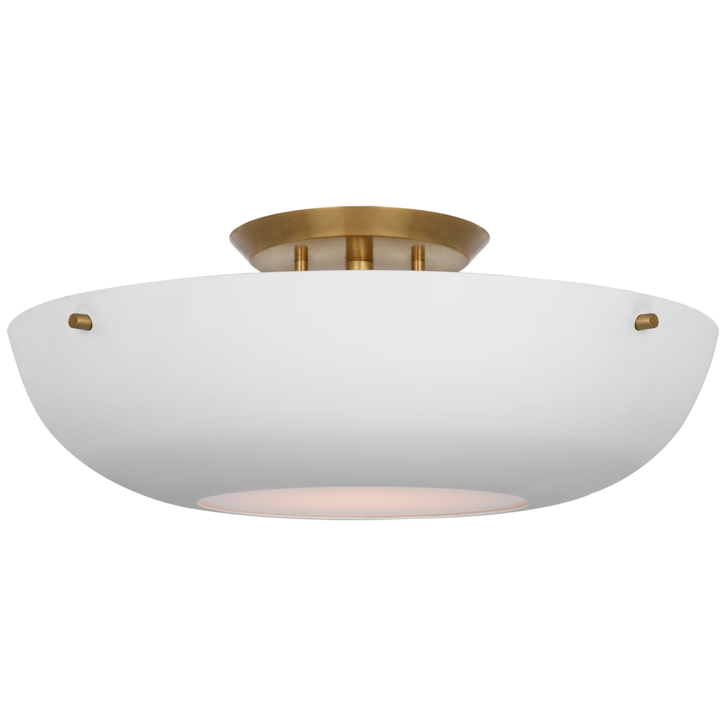 Valencia 16" Flush Mount | Hand-Rubbed Antique Brass | Matte White