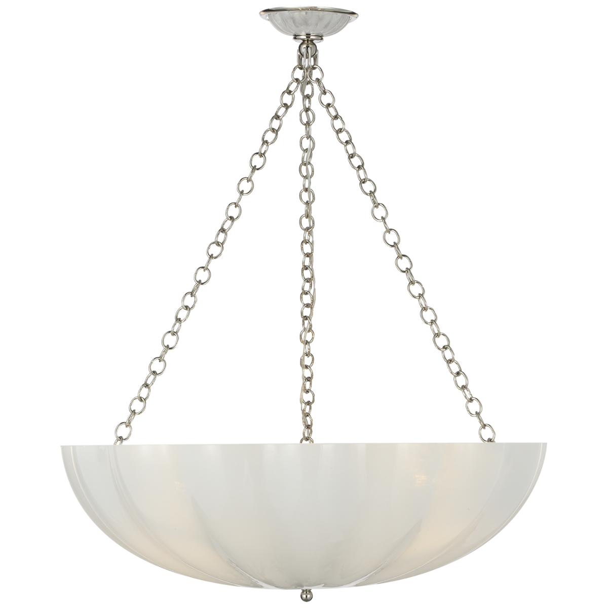Rosehill 28" Bowl Chandelier | Polished Nickel | White Strie Glass