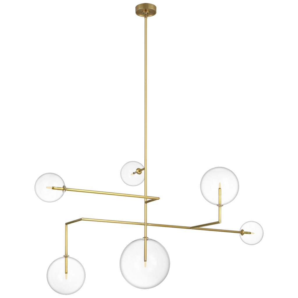 Linnea 59" Chandelier | Hand-Rubbed Antique Brass | Clear Glass