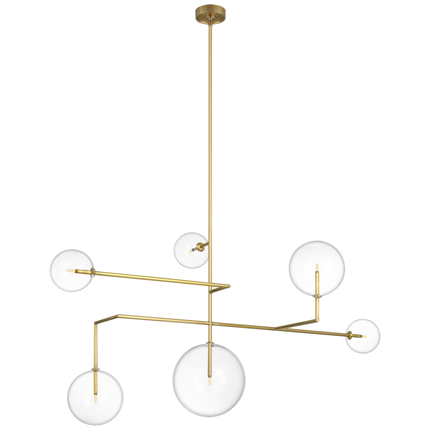 Linnea 59" Chandelier | Hand-Rubbed Antique Brass | Clear Glass