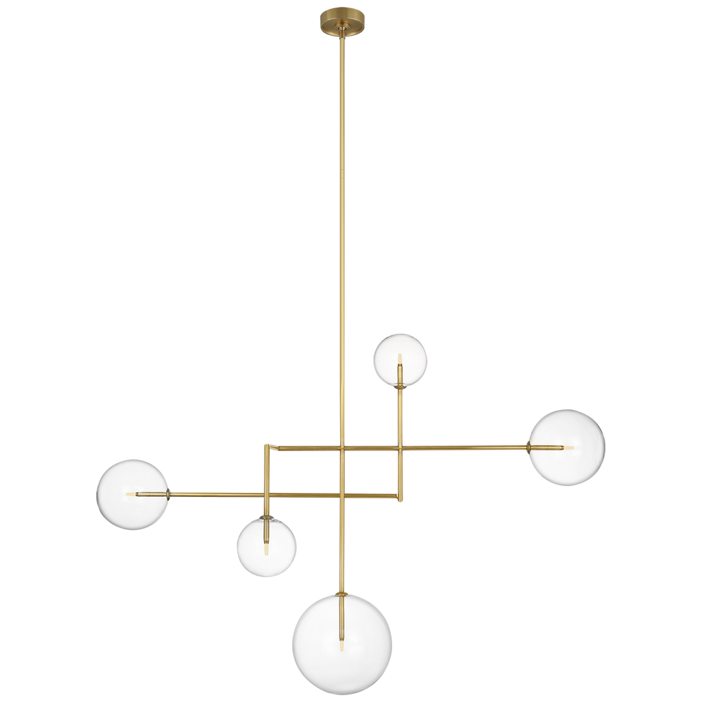 Linnea 57" Chandelier | Hand-Rubbed Antique Brass | Clear Glass