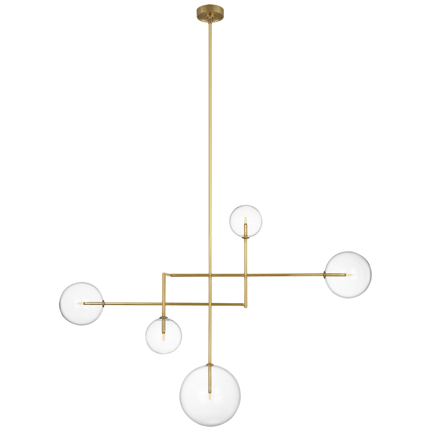 Linnea 57" Chandelier | Hand-Rubbed Antique Brass | Clear Glass