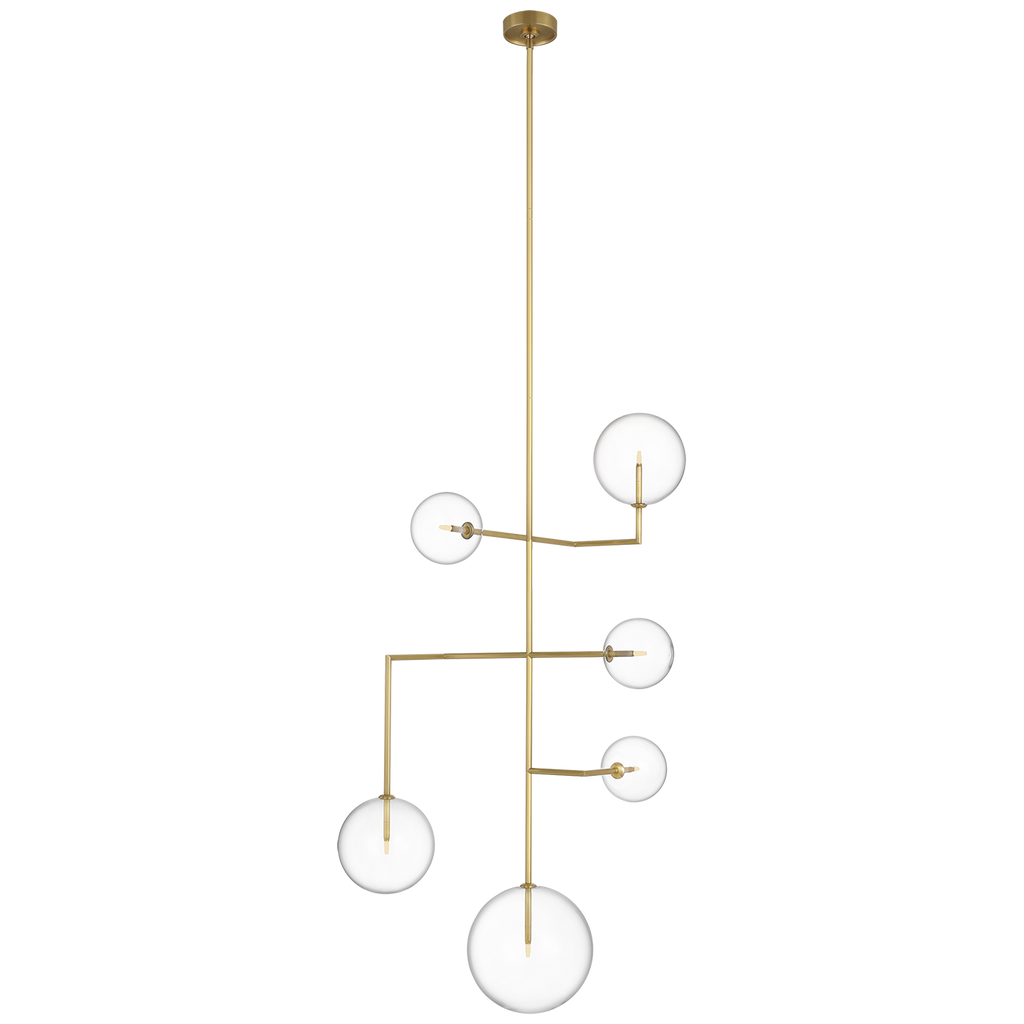 Linnea 26" Entry Chandelier | Hand-Rubbed Antique Brass | Clear Glass