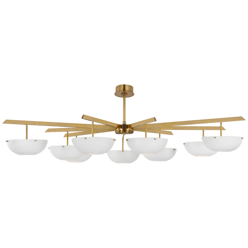 Valencia Grande Nine Light Chandelier | Hand-Rubbed Antique Brass | Matte White