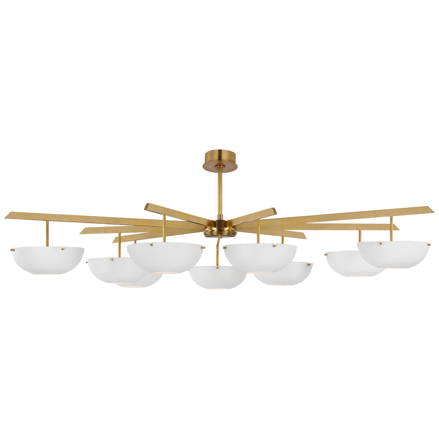 Valencia Grande Nine Light Chandelier | Hand-Rubbed Antique Brass | Matte White