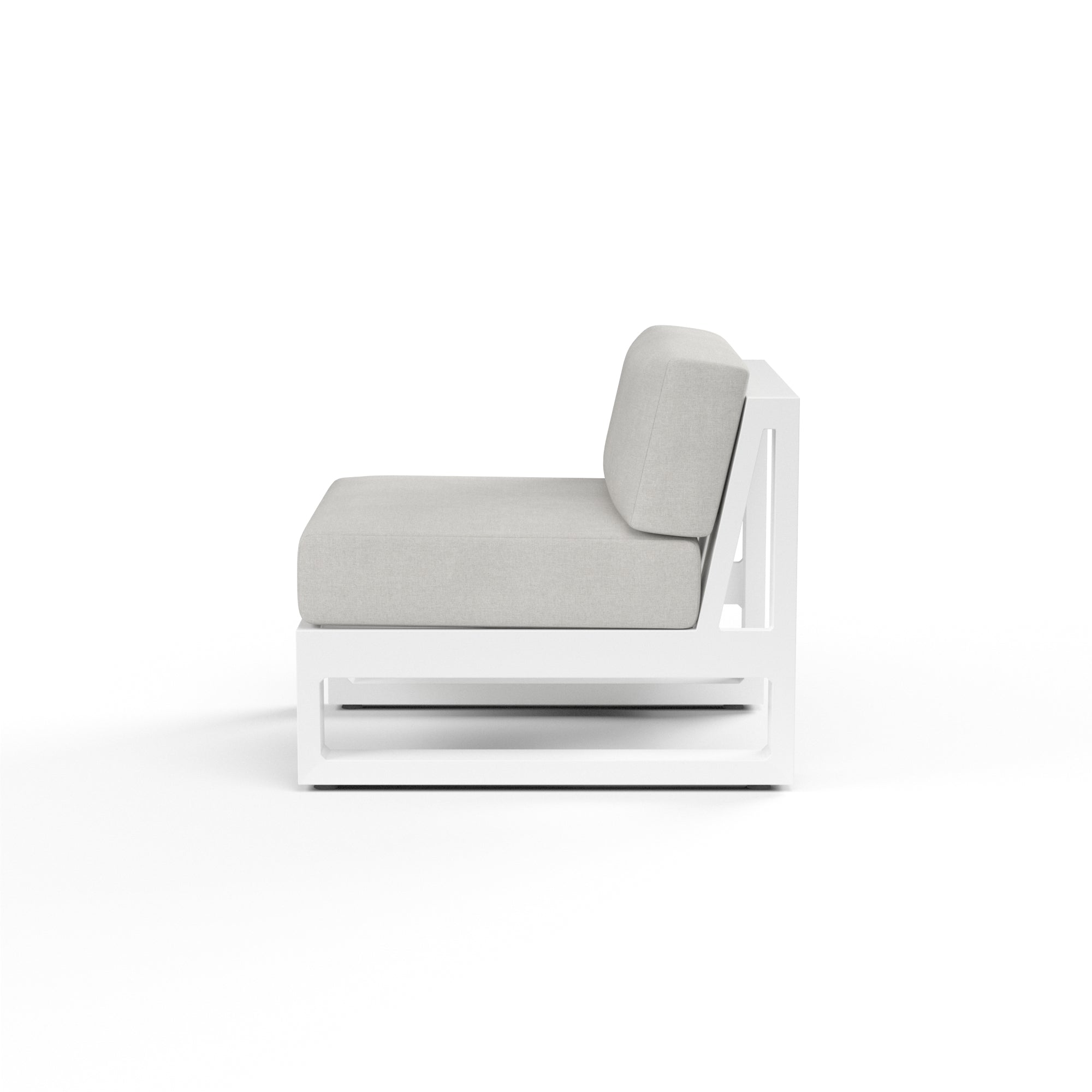 Newport Armless Club Chair in Cast Silver, No Welt