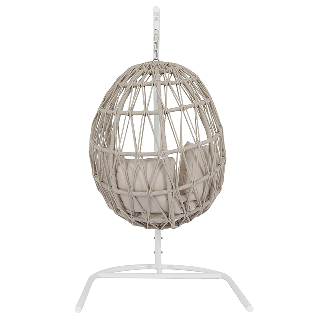Dana Rope Hanging Club Chair in Linen Canvas w/ Self Welt