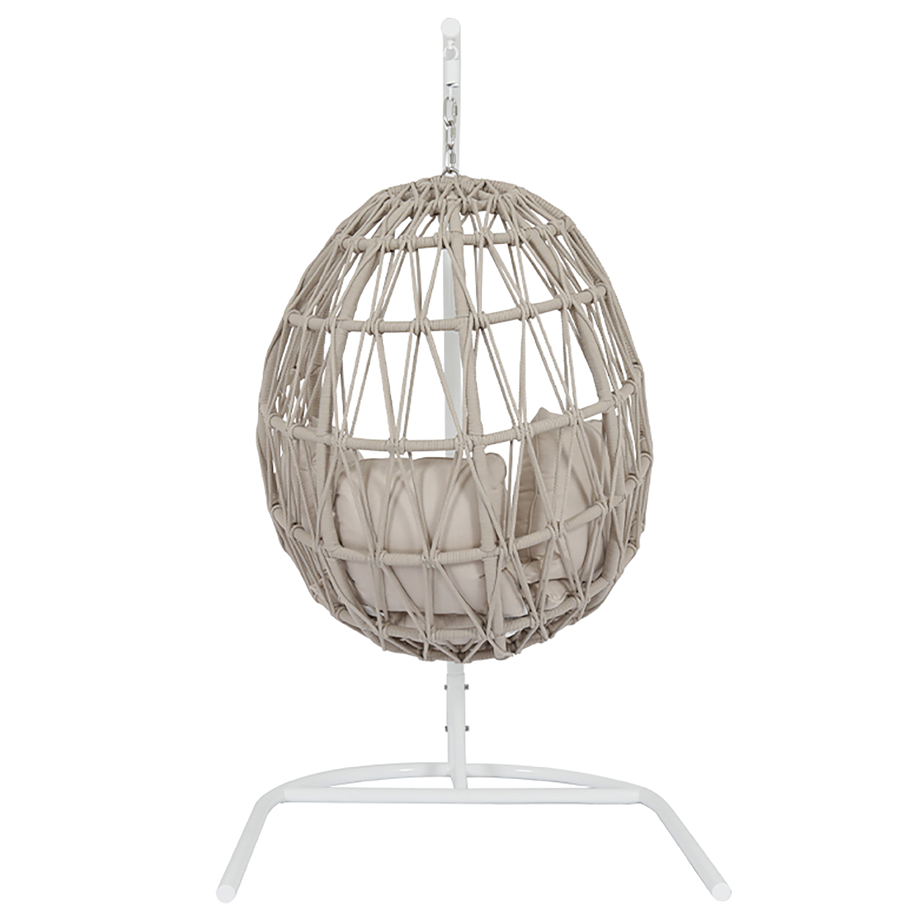 Dana Rope Hanging Club Chair in Linen Canvas w/ Self Welt