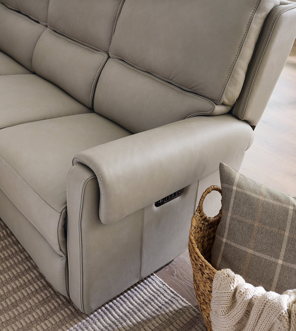 Somers Sofa with Power Recline & Power Headrest | Light Grey