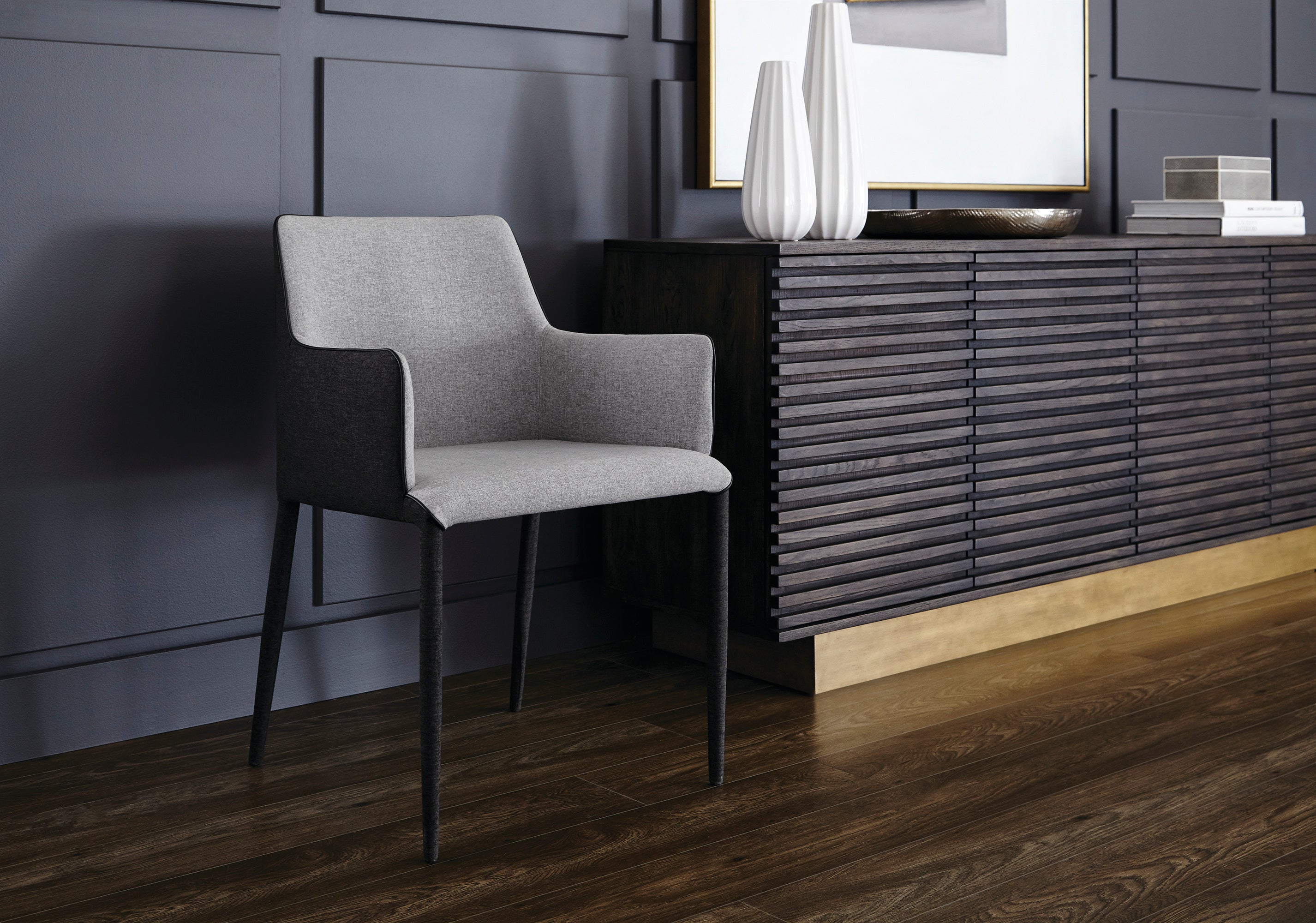 Renee Dining Armchair - Armour Grey / Dark Slate