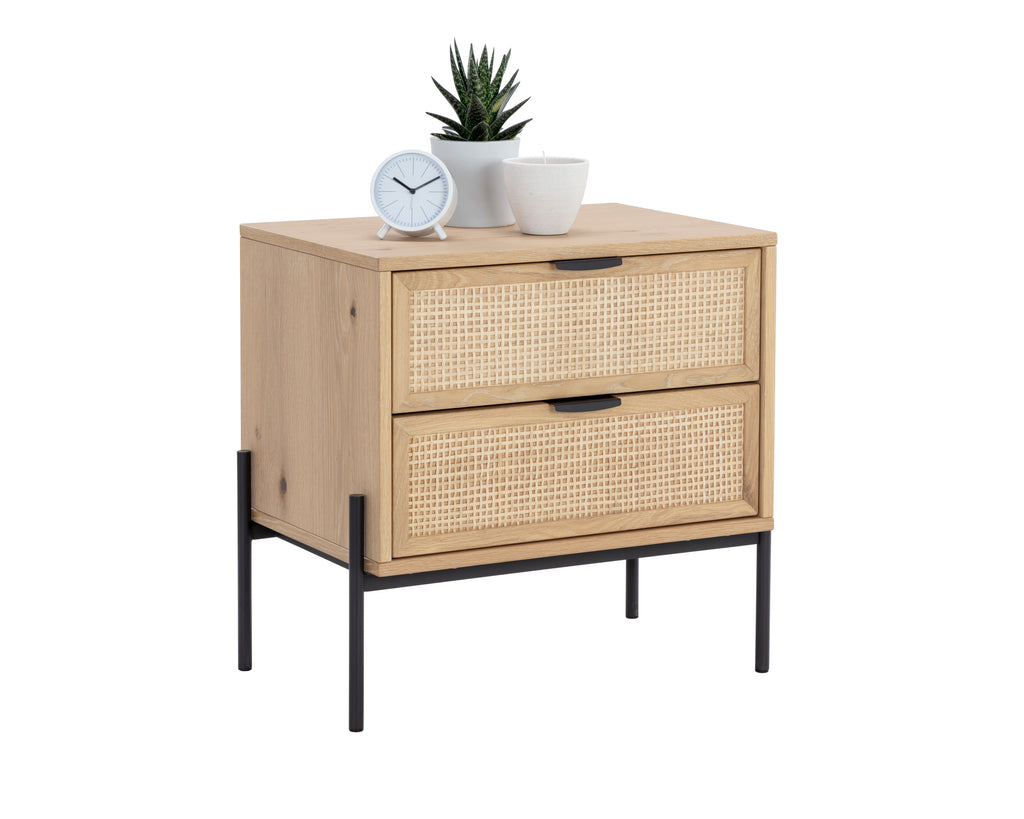 Avida Nightstand - Black - Rustic Oak/Natural