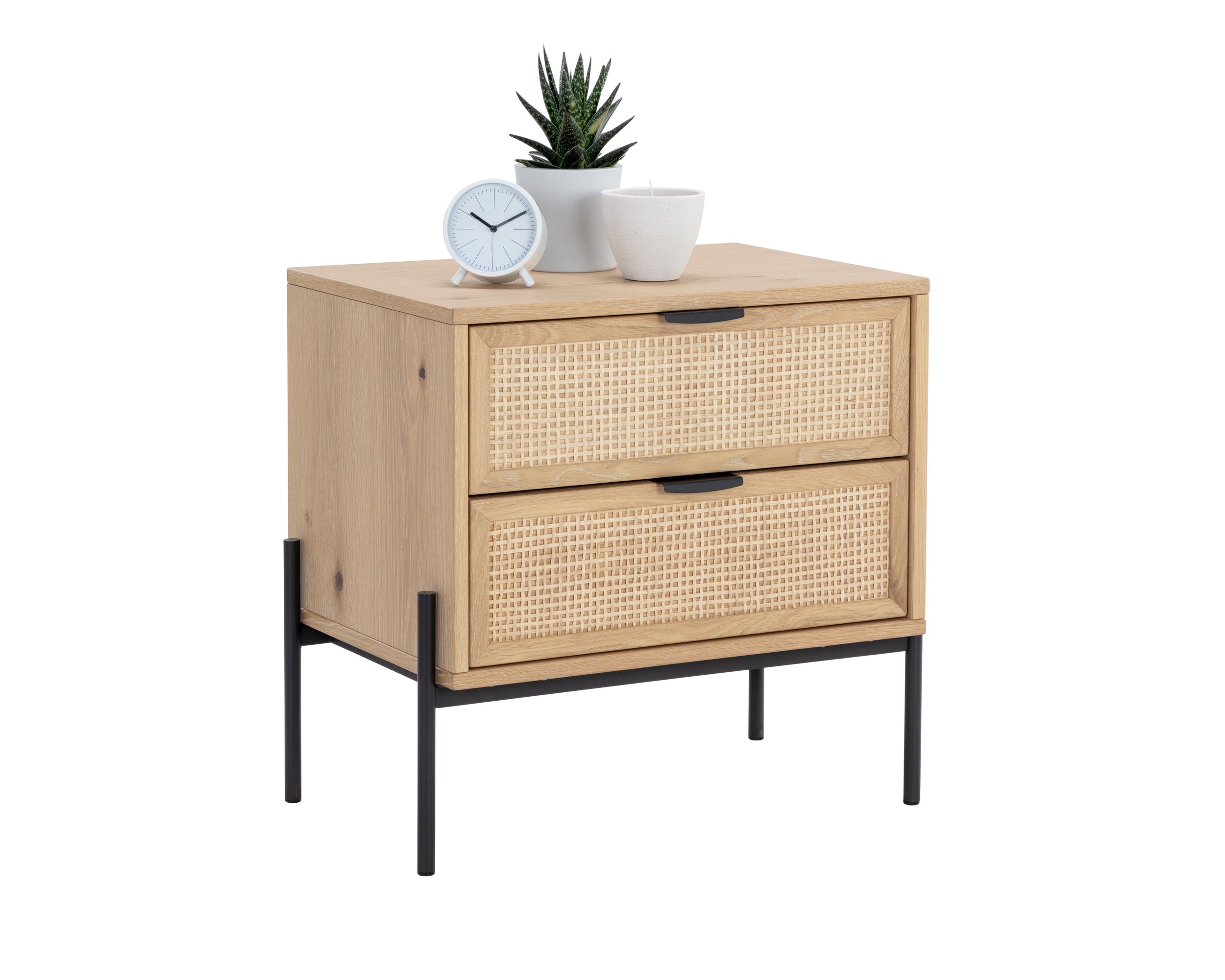 Avida Nightstand - Black - Rustic Oak/Natural