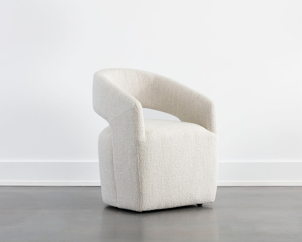 Lloret Wheeled Dining Armchair - Merino Pearl