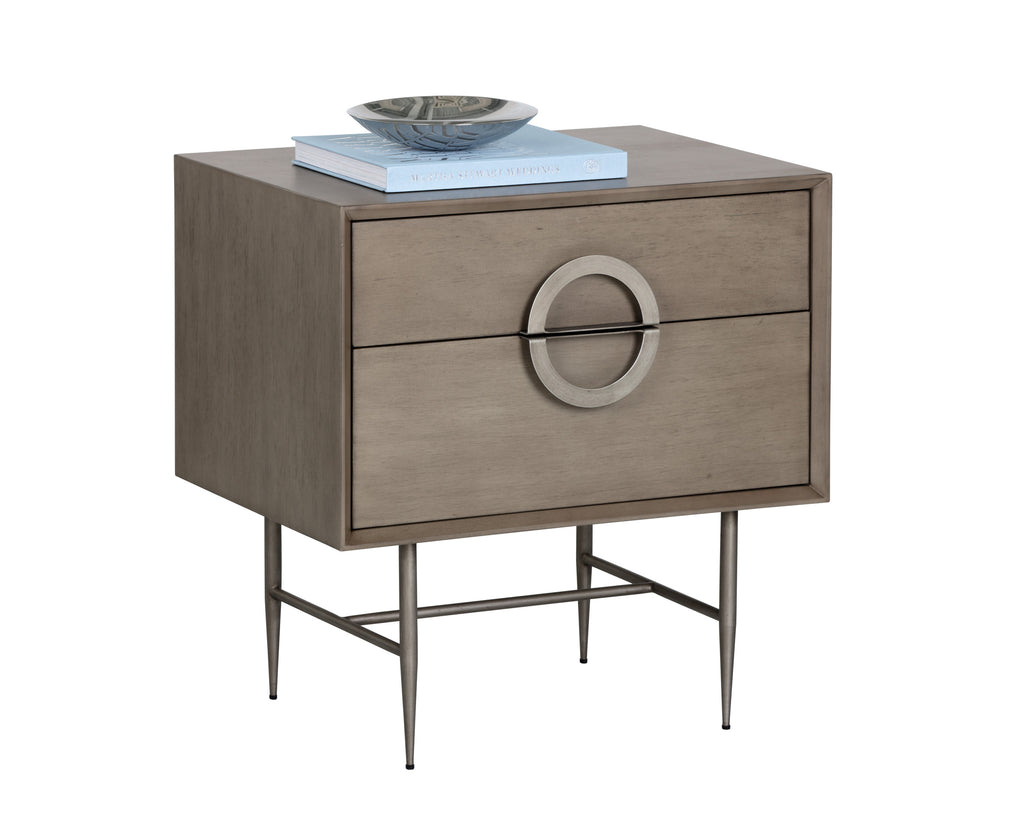 Emery Nightstand - Antique Silver - Ash Grey
