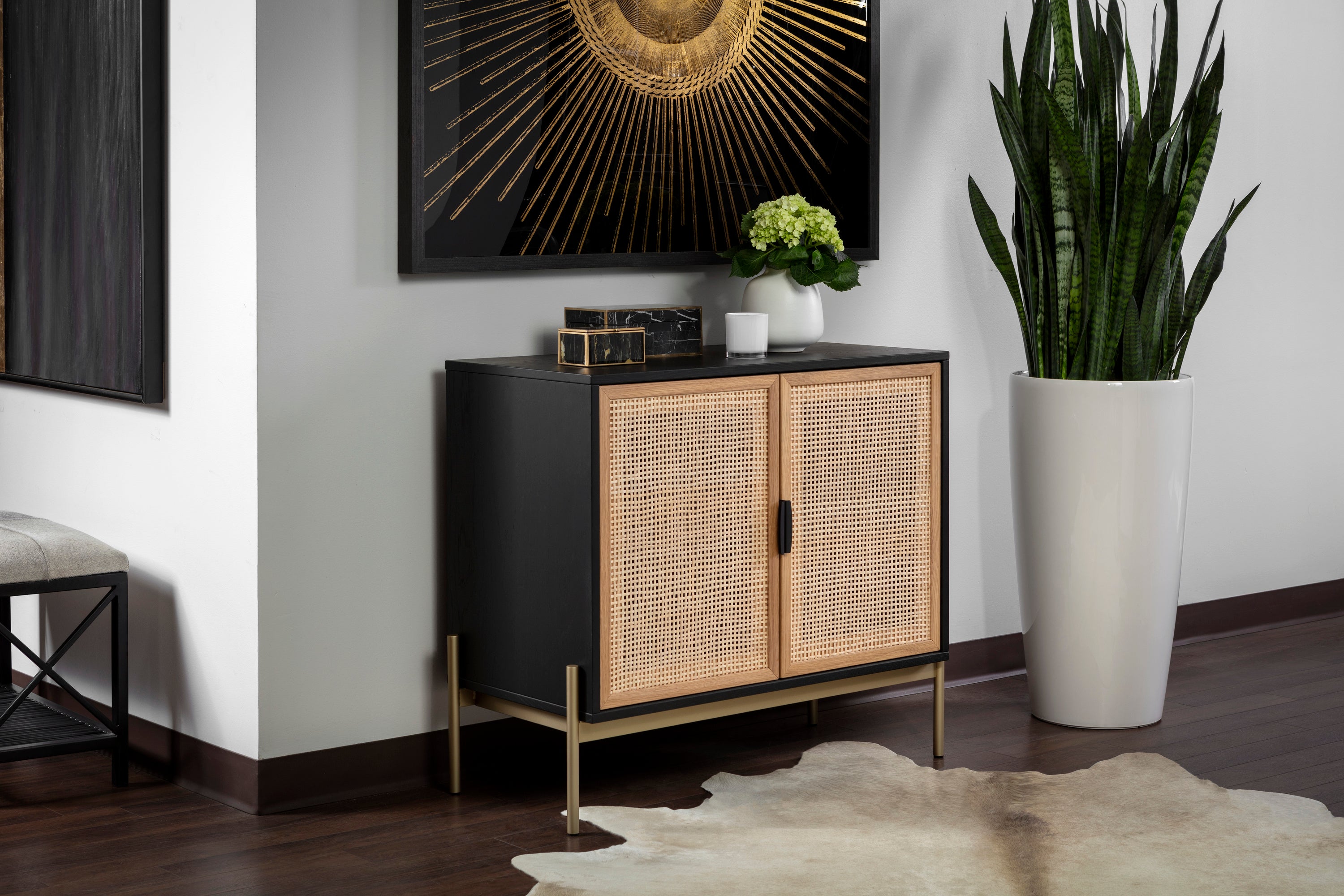 Avida Sideboard - Small - Gold - Black/Natural