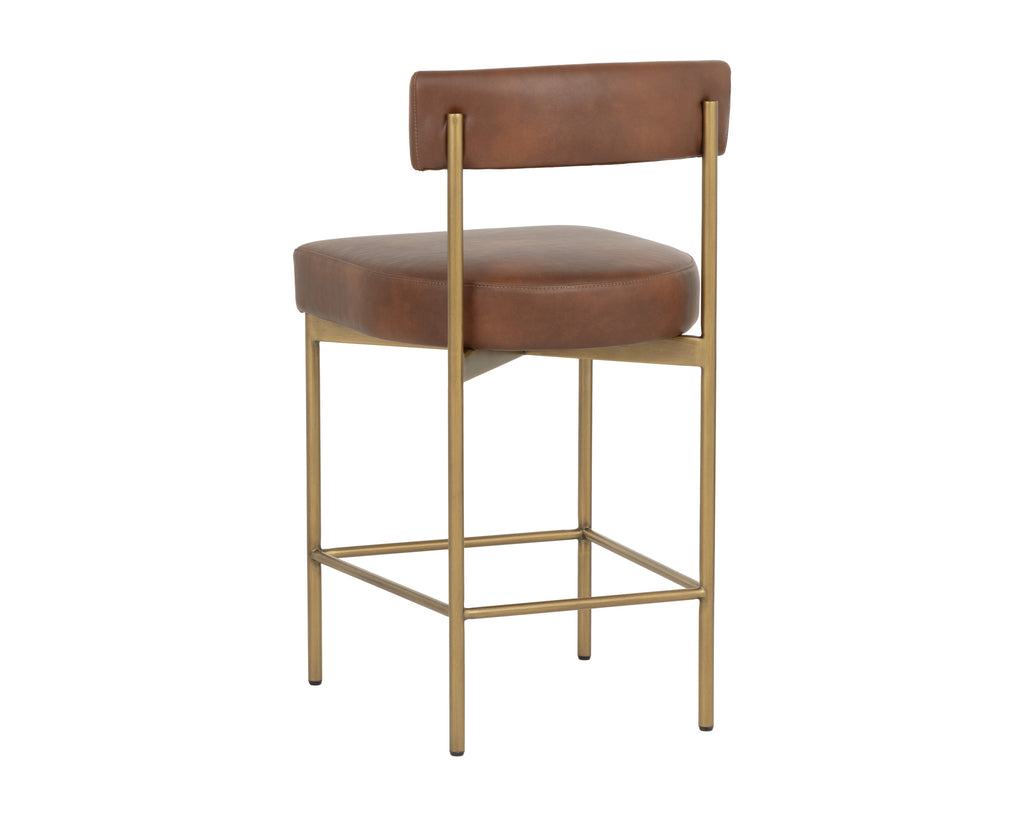 Seneca Counter Stool - Antique Brass - Bravo Cognac