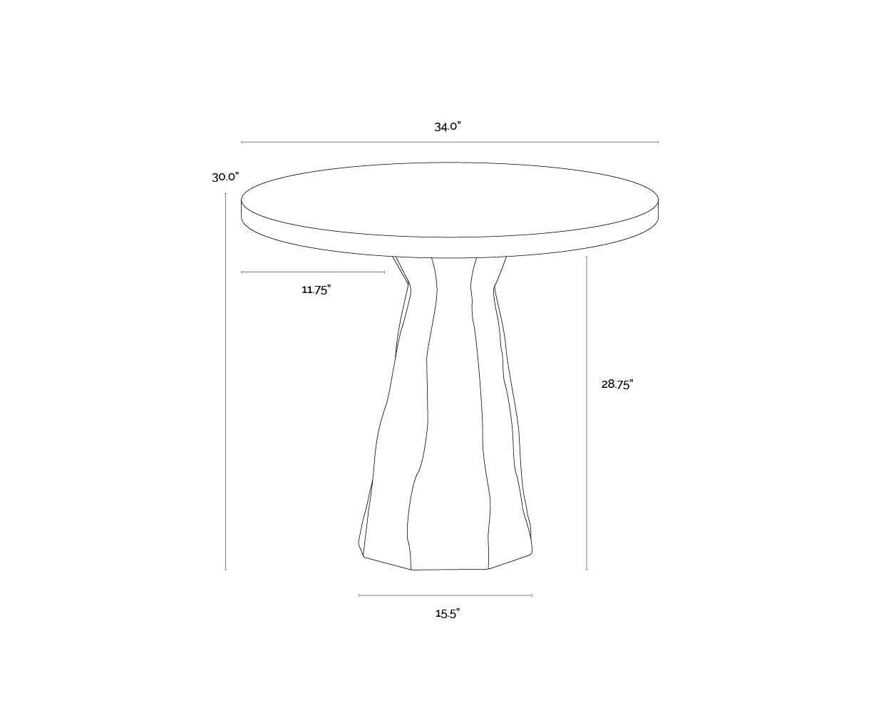 Kliff Bistro Table - Black - 34"