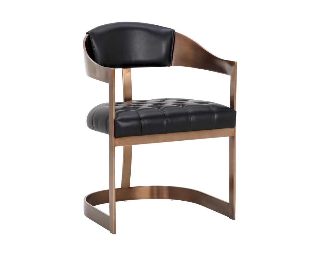 Beaumont Dining Armchair - Antique Brass - Cantina Black