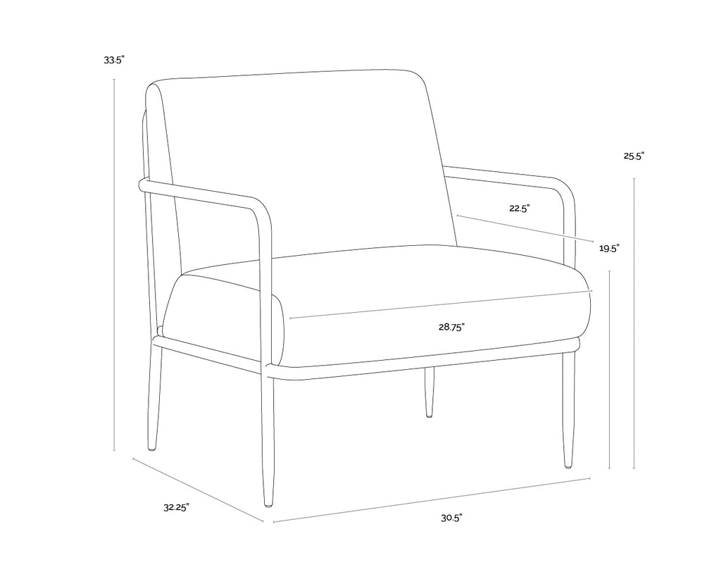 Lathan Lounge Chair - Charcoal Black Leather
