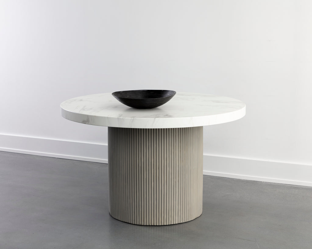 Nicolette Dining Table - Marble Look - Light Grey - 55"