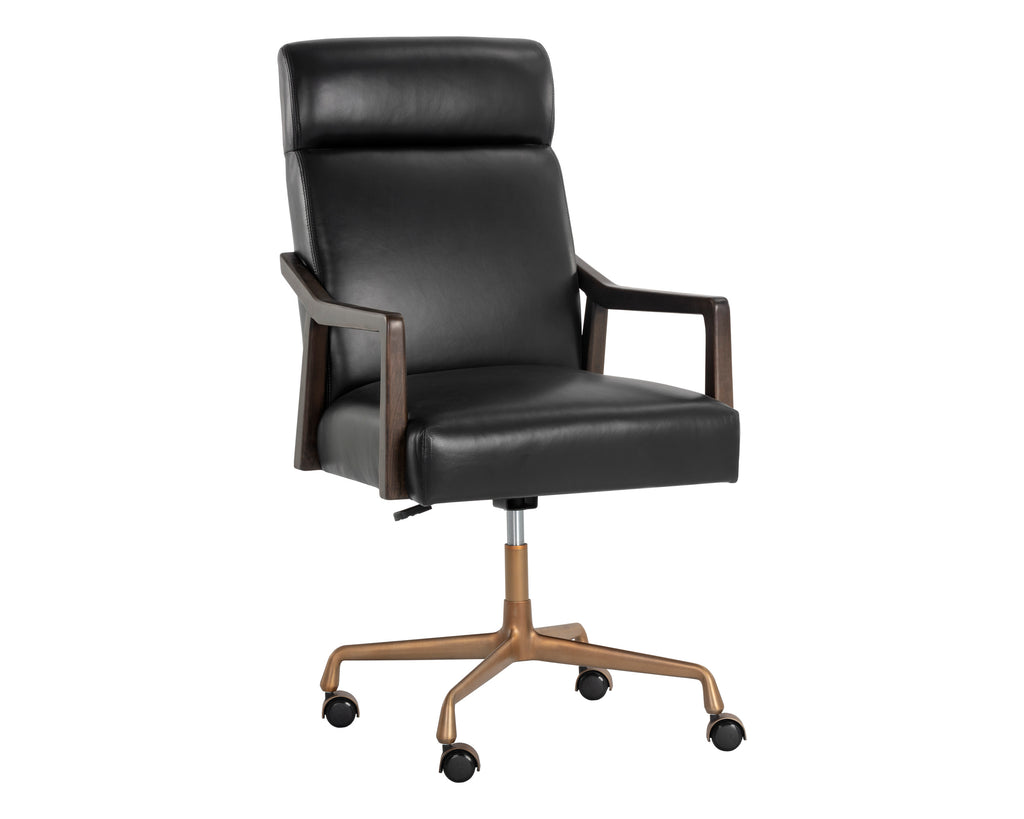 Collin Office Chair - Brown - Cortina Black Leather