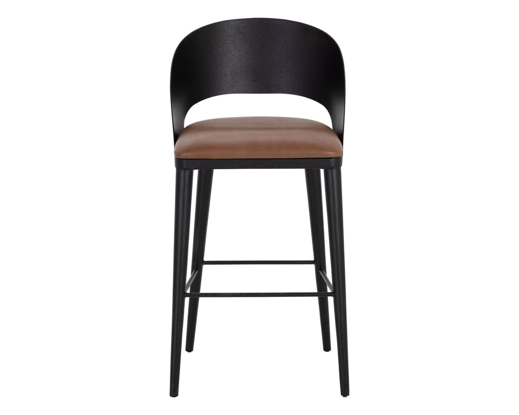 Dezirae Barstool - Black - Cognac Leather