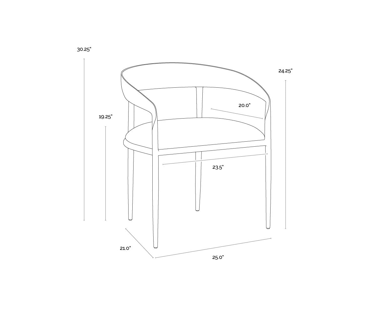 Zanatta Dining Armchair - Tan Leather