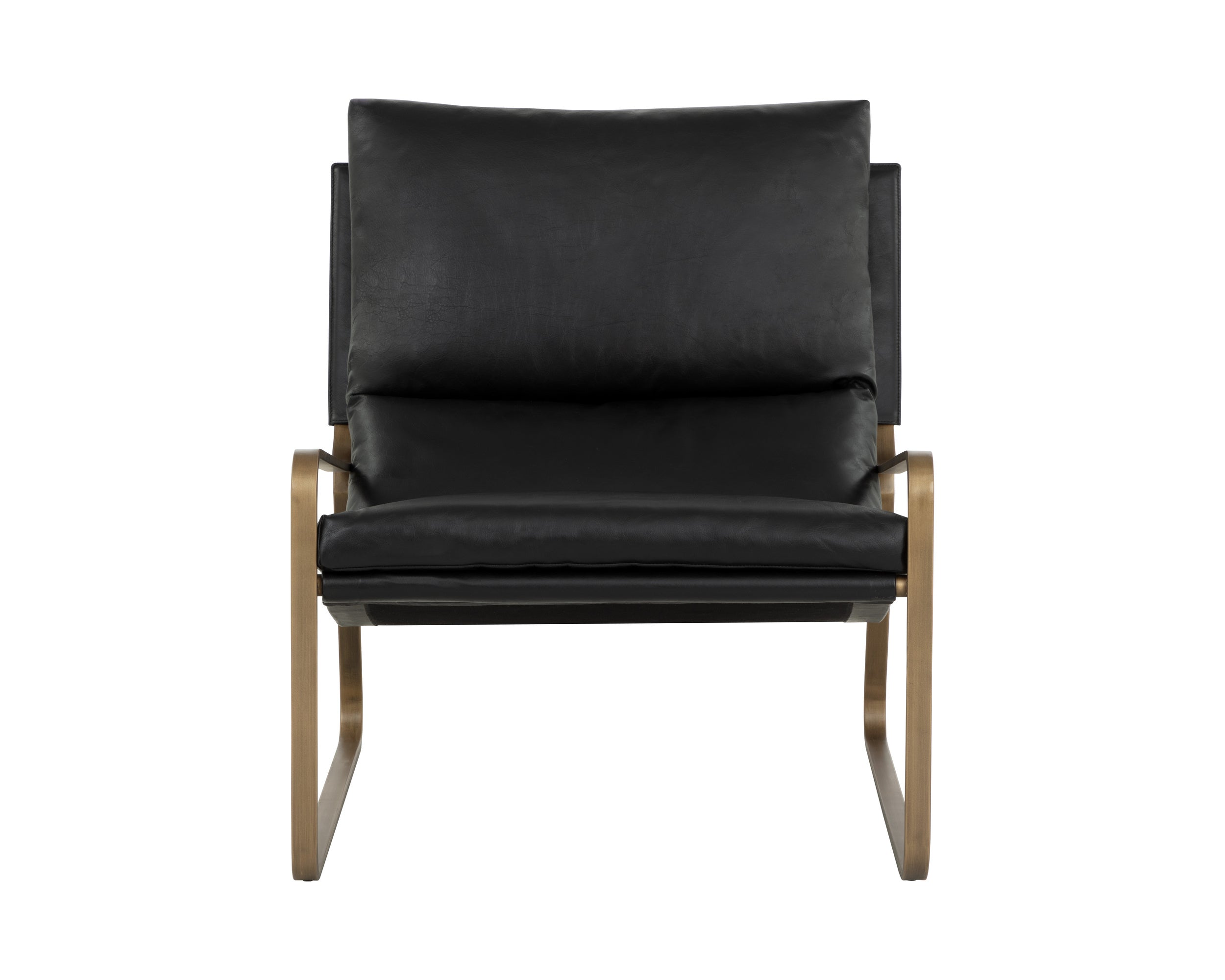 Zancor Lounge Chair - Antique Brass - Charcoal Black Leather