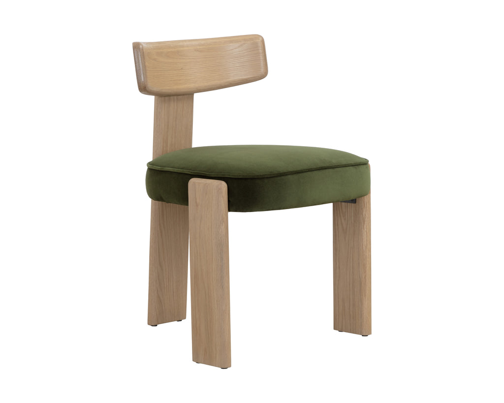Horton Dining Chair - Rustic Oak - Forest Green