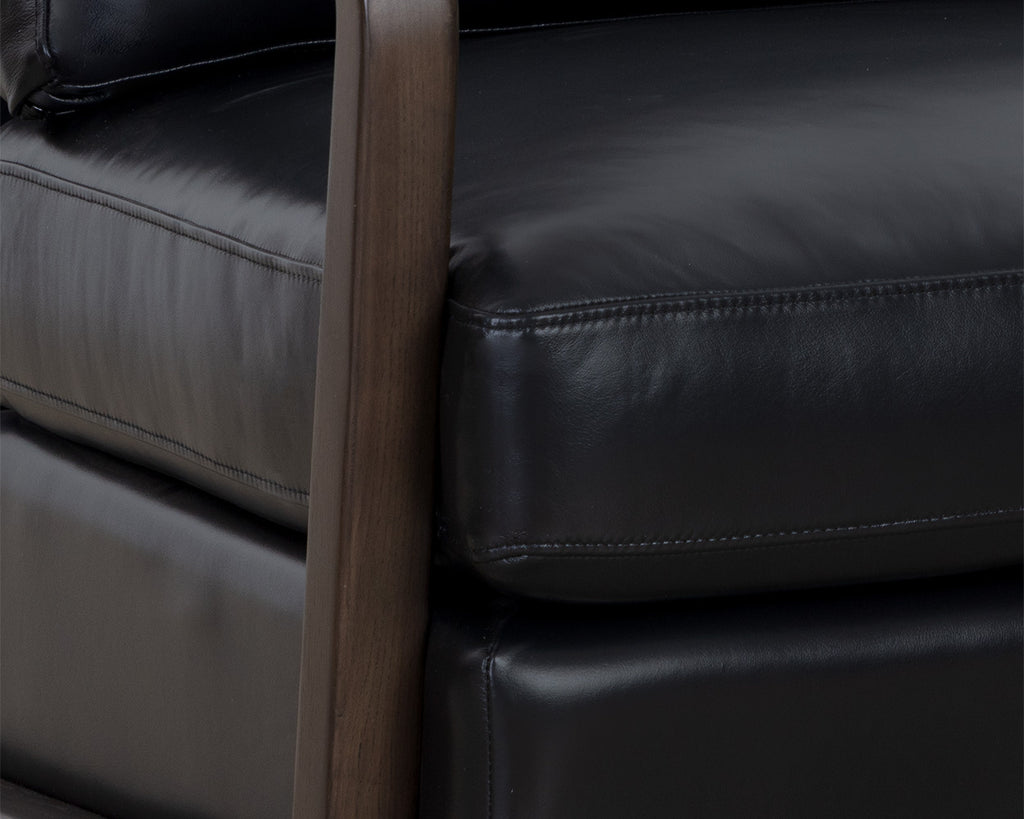 Castell Swivel Lounge Chair - Brown - Cortina Black Leather