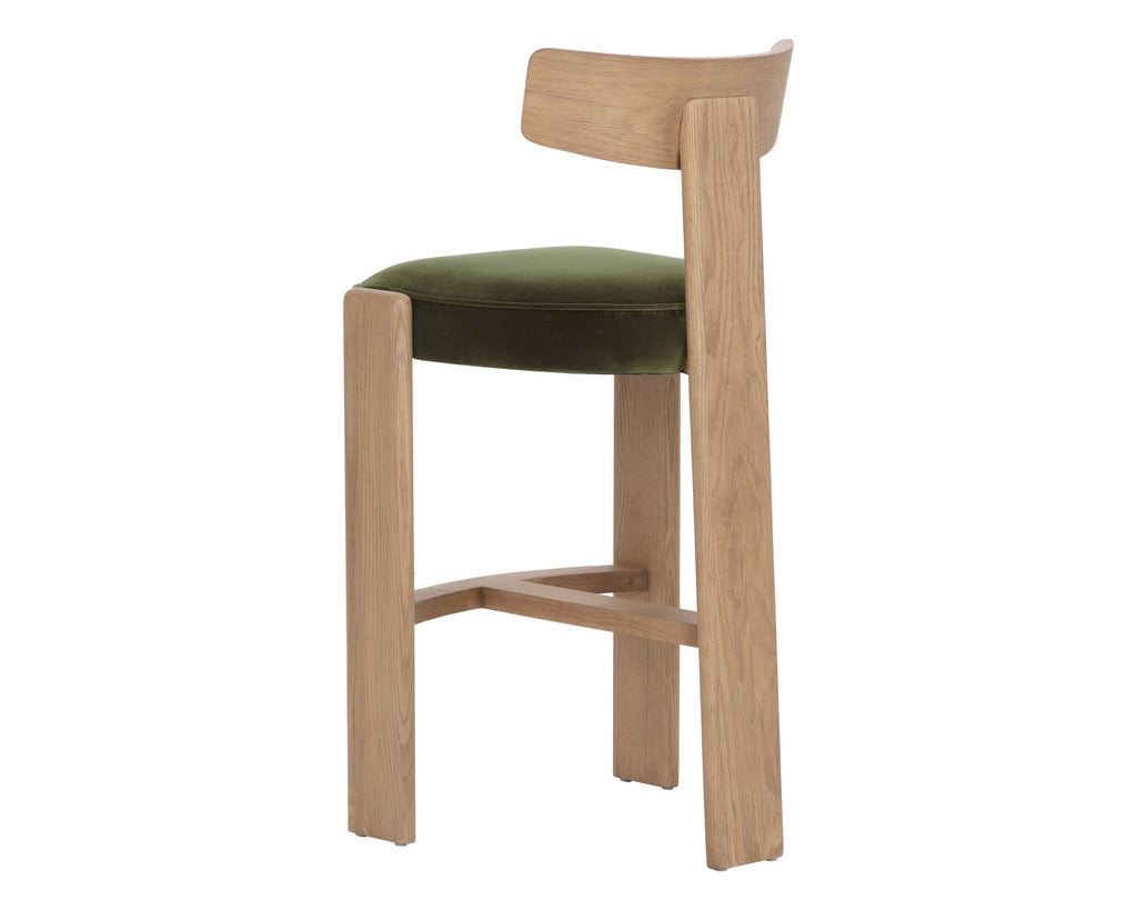 Horton Barstool - Rustic Oak - Forest Green