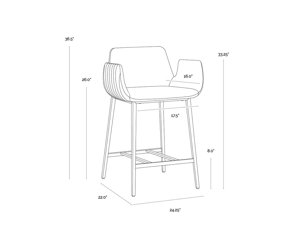 Lucano Counter Stool - Milliken Cognac