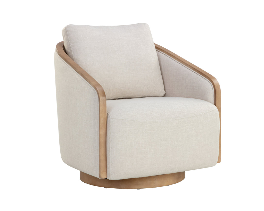 Tasia Swivel Lounge Chair - Effie Linen