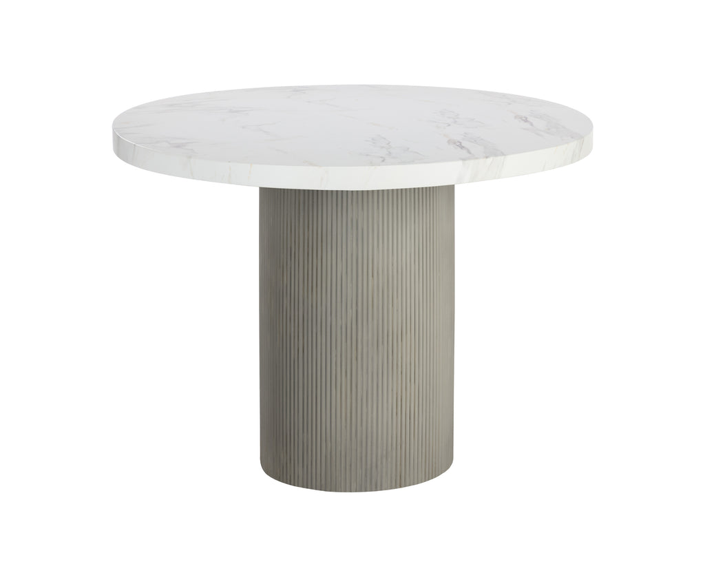 Nicolette Dining Table - Marble Look - Light Grey - 40"