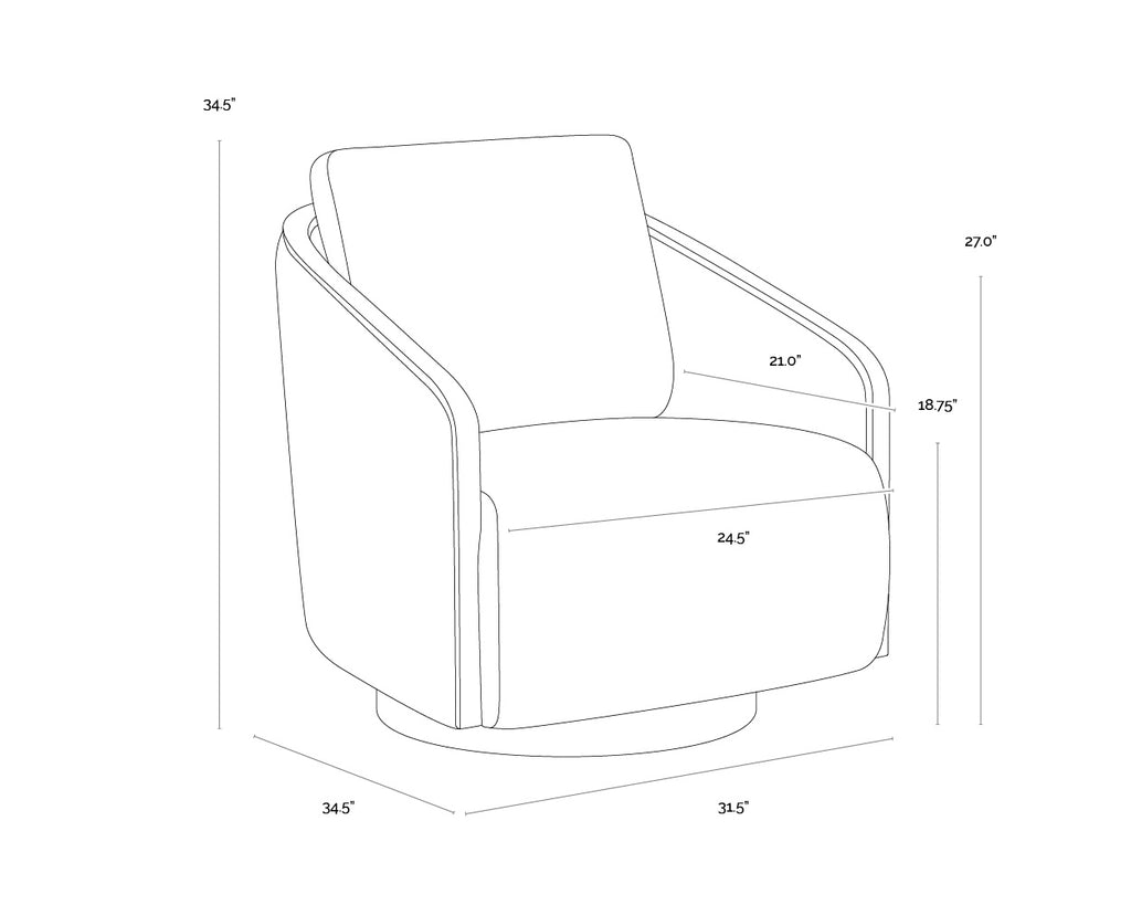 Tasia Swivel Lounge Chair - Effie Linen