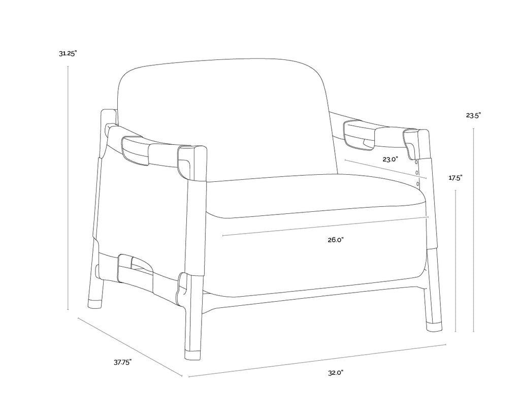 Calloway Lounge Chair - Light Oak - Santa Cruz Oatmeal / Nubuck Tan Leather