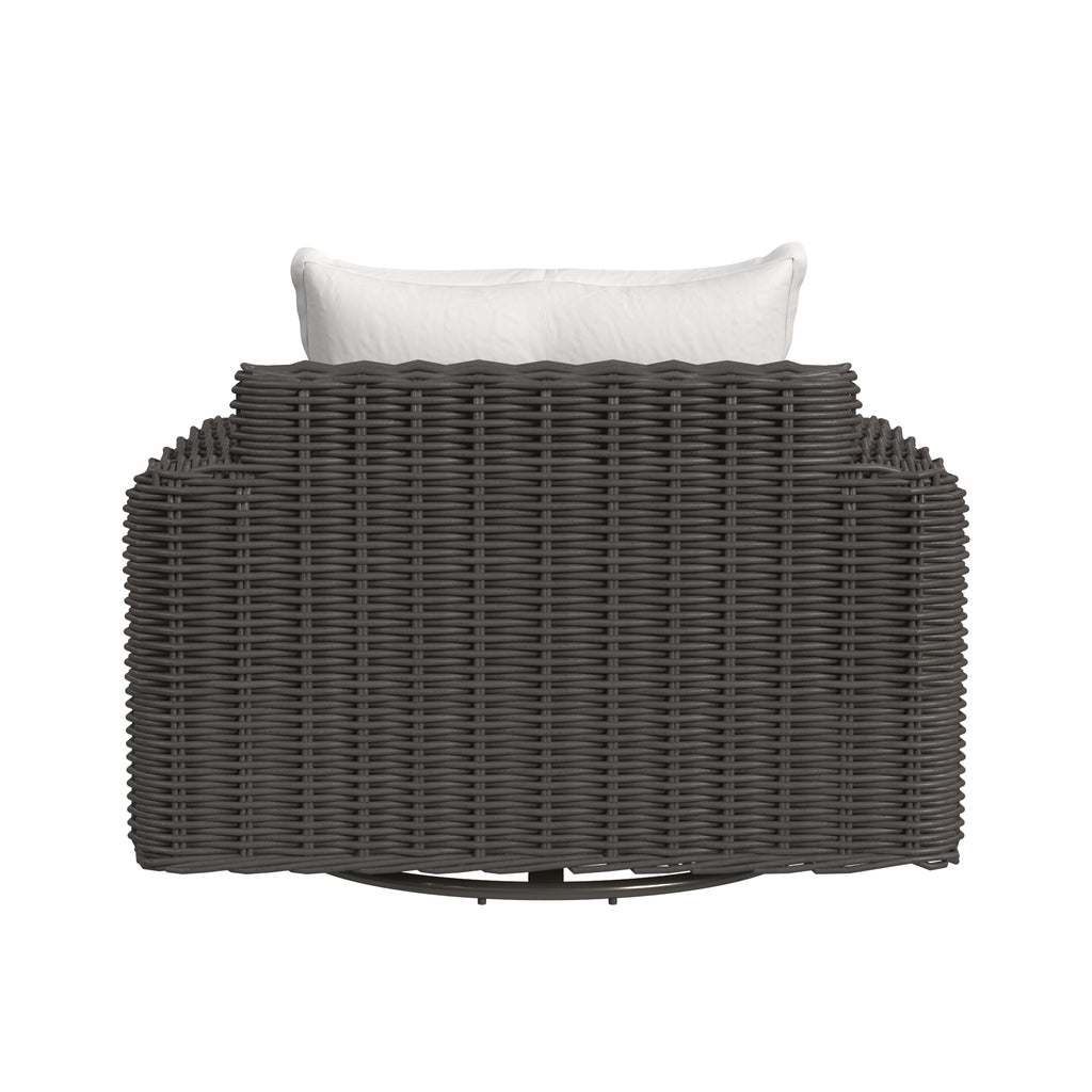 Cabo Oversized Swivel Club Chair in Soothe Pearl w/ Flange Welt