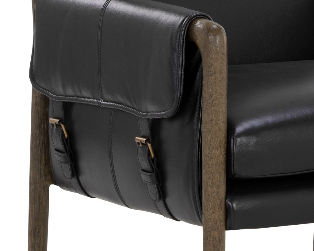 Mauti Dining Armchair - Distressed Brown - Cortina Black Leather