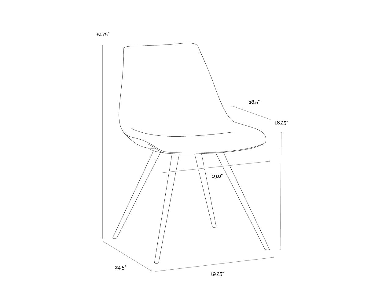 Lipa Dining Chair - Black - Belfast Heather Grey / Rosemary