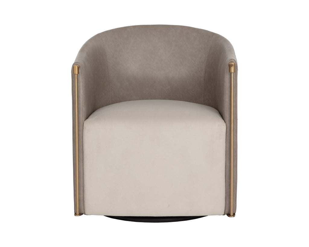 Leontine Swivel Lounge Chair - Meg Taupe / Ivanhoe Mineral